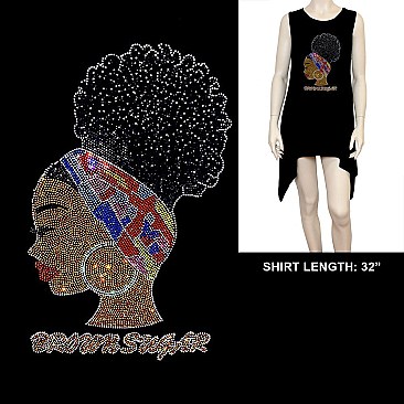 BROWN SUGAR HAIR BUN HOTFIX RHINESTONE SHIRT