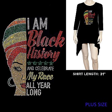 FASHIONABLE BLACK HISTORY RHINESTONE Long-sleeved SHIRT