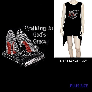 WALKING GOD'S GRACE HOTFIX/RHINESTONE SHIRT