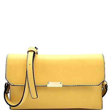 S87067-LP Hardware Accent Simple Flap Clutch Cross Body