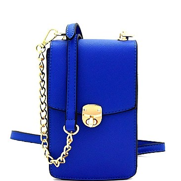 S87293-LP Turn-lock Button Saffiano Cross Body