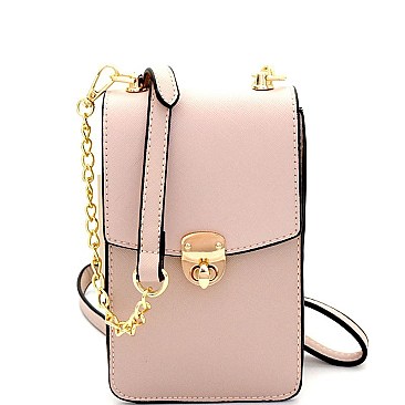 S87293-LP Turn-lock Button Saffiano Cross Body