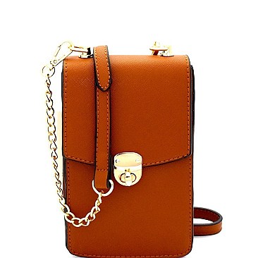 S87293-LP Turn-lock Button Saffiano Cross Body