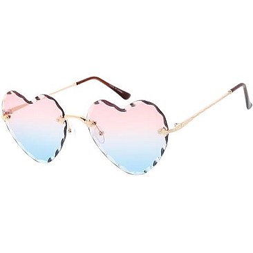 Pack of 12 Wavy Edge Tinted Heart Shaped Sunglasses
