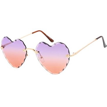 Pack of 12 Wavy Edge Tinted Heart Shaped Sunglasses