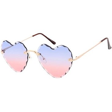 Pack of 12 Wavy Edge Tinted Heart Shaped Sunglasses