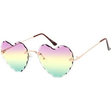 Pack of 12 Wavy Edge Tinted Heart Shaped Sunglasses
