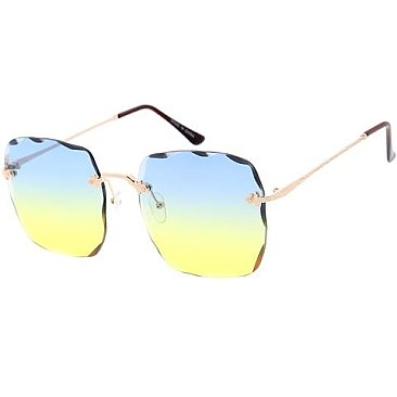 Pack of 12 Wavy Edge Rimless Statement Sunglasses