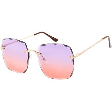 Pack of 12 Wavy Edge Rimless Statement Sunglasses