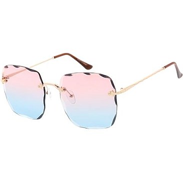 Pack of 12 Wavy Edge Rimless Statement Sunglasses