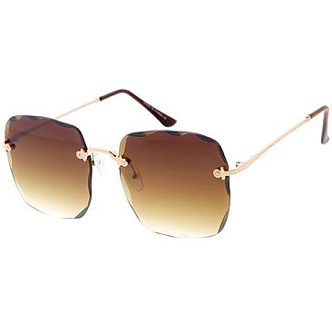 Pack of 12 Wavy Edge Rimless Statement Sunglasses