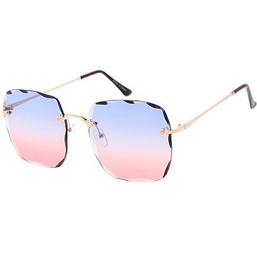 Pack of 12 Wavy Edge Rimless Statement Sunglasses