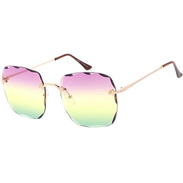 Pack of 12 Wavy Edge Rimless Statement Sunglasses