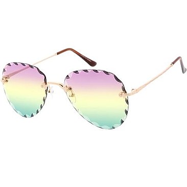 Pack of 12 Wavy Edge Aviator Tinted Sunglasses