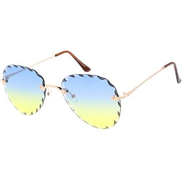 Pack of 12 Wavy Edge Aviator Tinted Sunglasses