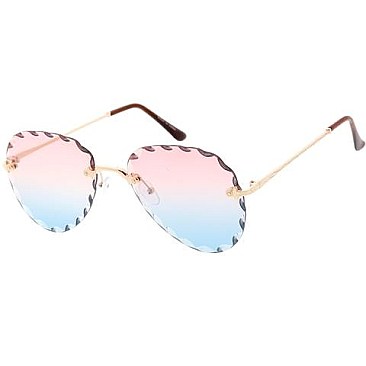 Pack of 12 Wavy Edge Aviator Tinted Sunglasses