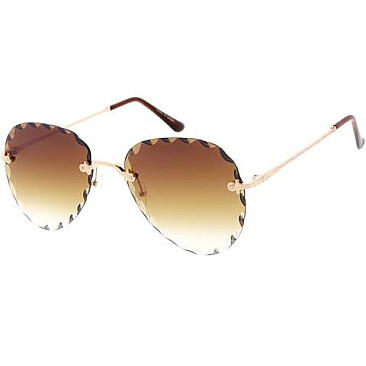 Pack of 12 Wavy Edge Aviator Tinted Sunglasses