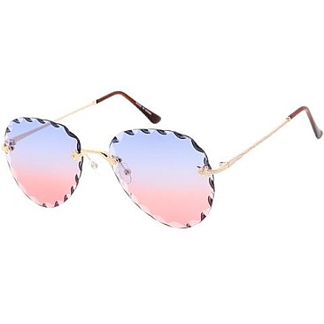 Pack of 12 Wavy Edge Aviator Tinted Sunglasses