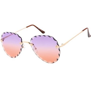 Pack of 12 Wavy Edge Aviator Tinted Sunglasses
