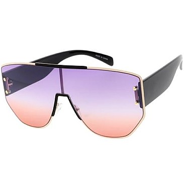 Pack of 12 Thick Framed Tinted Shield Sunglasses