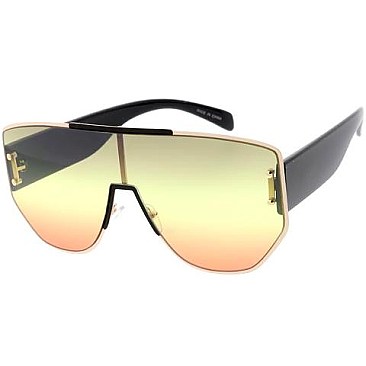 Pack of 12 Thick Framed Tinted Shield Sunglasses