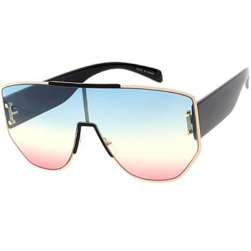 Pack of 12 Thick Framed Tinted Shield Sunglasses