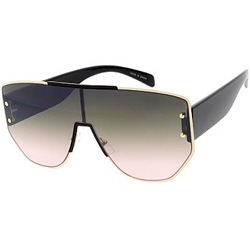 Pack of 12 Thick Framed Tinted Shield Sunglasses