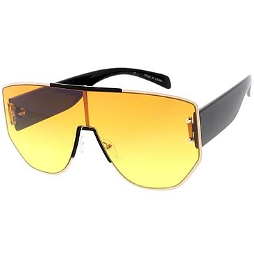 Pack of 12 Thick Framed Tinted Shield Sunglasses