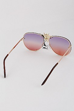 Pack of 12 Aviator Bee Accent Gradient Sunglasses