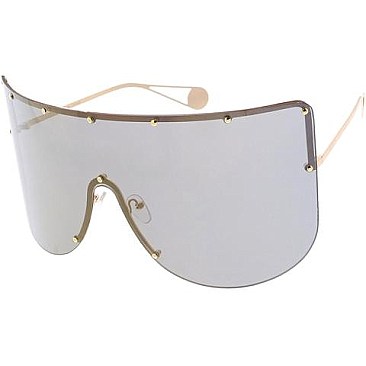 Pack of 12 Studded Full Rimmed Shield Sunglasses