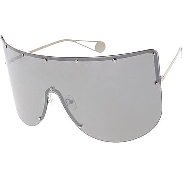 Pack of 12 Studded Full Rimmed Shield Sunglasses