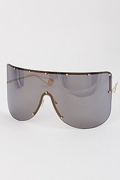 Pack of 12 Studded Full Rimmed Shield Sunglasses