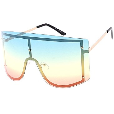Pack of 12 Temple Frame Shield Sunglasses