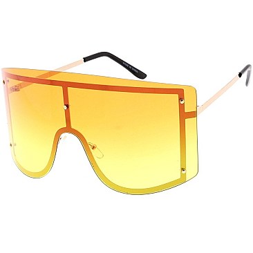 Trendy Rimless Oversized Shield Shades