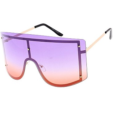 Trendy Rimless Oversized Shield Shades