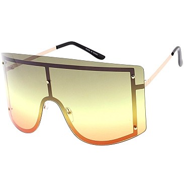 Pack of 12 Temple Frame Shield Sunglasses