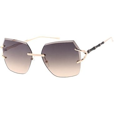 Pack of 12 Wavy Edge Bamboo Frame Sunglasses