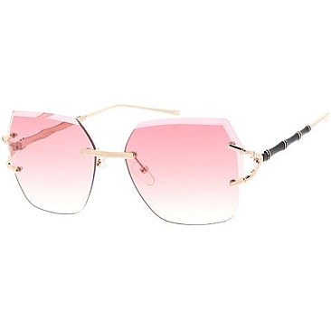 Pack of 12 Wavy Edge Bamboo Frame Sunglasses