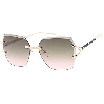 Pack of 12 Wavy Edge Bamboo Frame Sunglasses