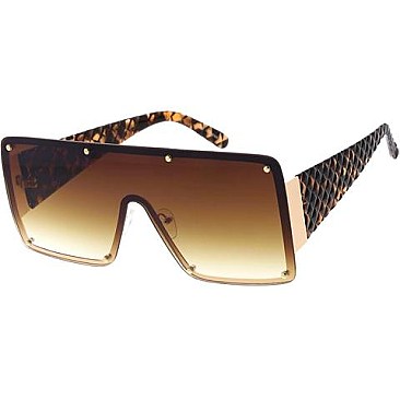 Pack of 12 Texture Temple Shield Sunglasses Set