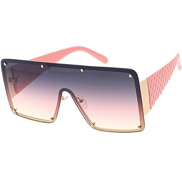 Pack of 12 Texture Temple Shield Sunglasses Set