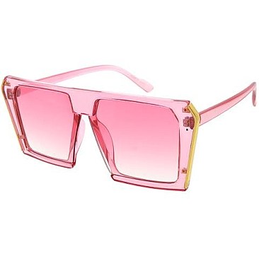 Pack of 12 Transparent Monotone Shield Sunglasses