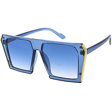 Pack of 12 Transparent Monotone Shield Sunglasses