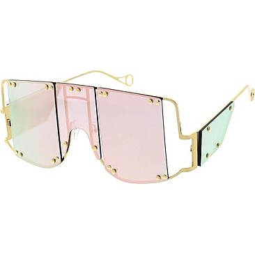 Pack of 12 Exposed Frame Shield Sunglasses