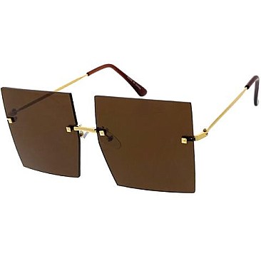 Pack of 12 Gold Rim Large Square Sunglasses