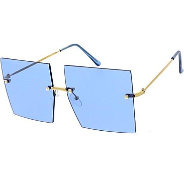 Pack of 12 Gold Rim Large Square Sunglasses