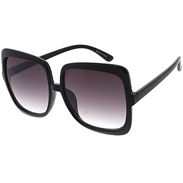 Pack of 12 Oversized Curved Square Sunglasses