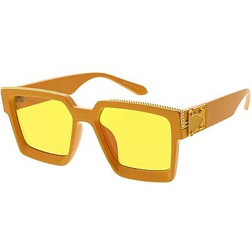 Pack of 12 Unique Gold Detailed Color Block Sunglasses