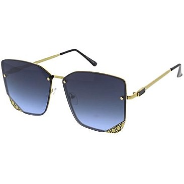 Pack of 12 Gold Trim Iconic Rimless Sunglasses Set