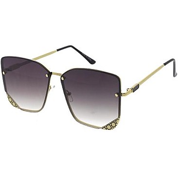 Pack of 12 Gold Trim Iconic Rimless Sunglasses Set